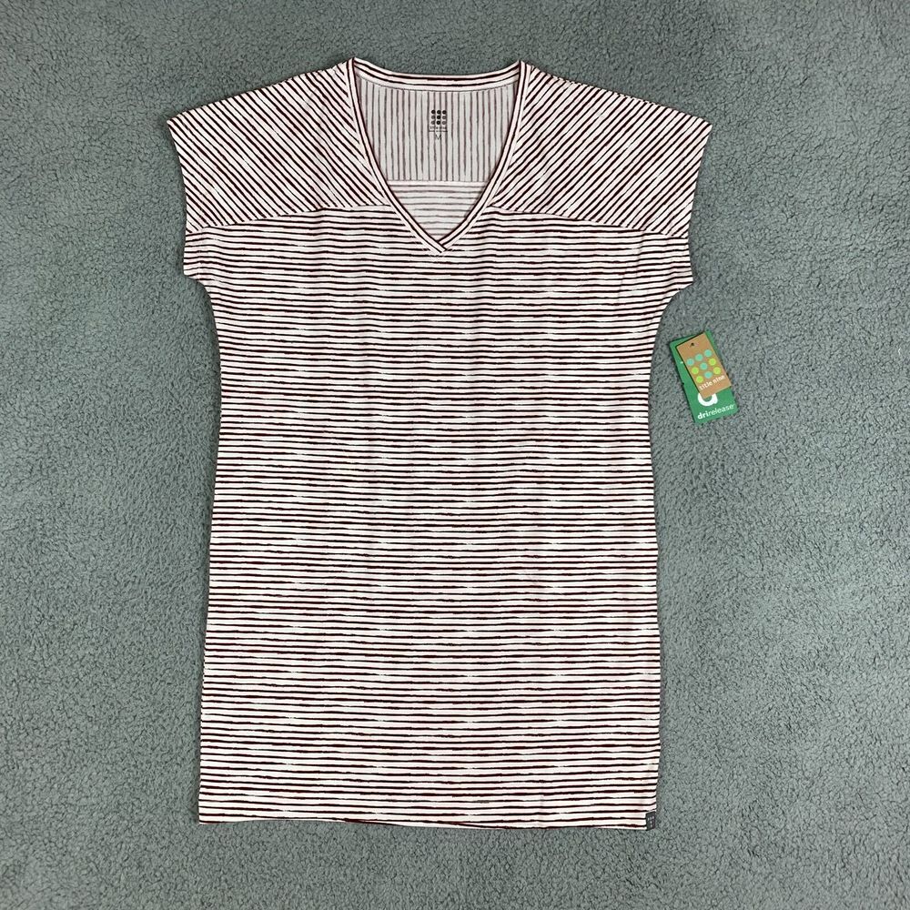 Title Nine T-Shirt Dress Sz Medium Painted Stripe V Neck Relaxed Hiolani NWT $89